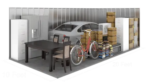 10'x20' storage unit (200 sq ft) interior view
